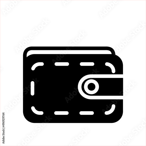 Czarny portfel, portmonetka, oszczędzanie pieniędzy - ikona wektorowa