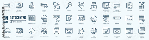 Data center icons set. Outline set of data center vector icons for web design isolated on white background