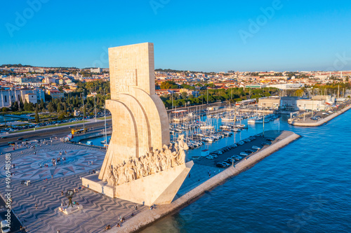 Panorama of Padrao dos Descobrimentos monument in Belem, Lisbon, Portugal