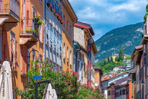 Historical houses in the old town of Trento in Italy