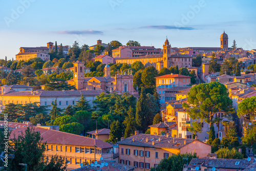 Sunset panorama view of Italian town Perugia