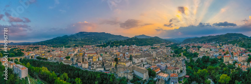 Aerial view of city center of Italian town Ascoli Piceno