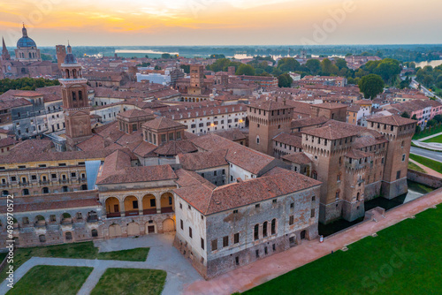 Sunset view of Castle of Saint George in Italian town Mantua