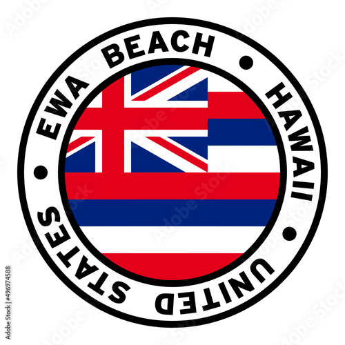 Round Ewa Beach Hawaii United States Flag Clipart