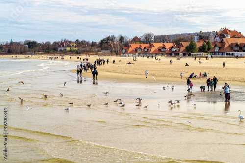 Sunny beach of the Baltic Sea in Sopot