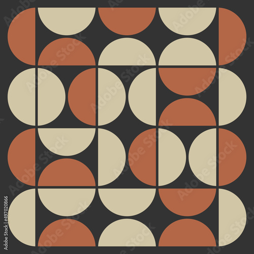 Retro Style Half Circles Mosaic Pattern, Colorful Vintage Texture in Editable Vector Format
