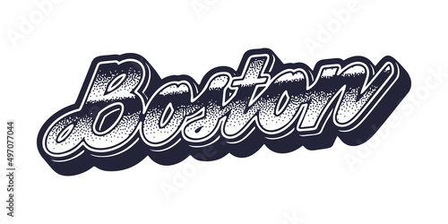 Boston city name in retro three-dimensional graphic style