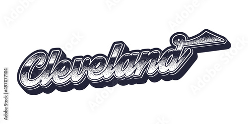 Cleveland city name in retro three-dimensional graphic style
