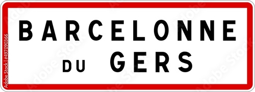 Panneau entrée ville agglomération Barcelonne-du-Gers / Town entrance sign Barcelonne-du-Gers