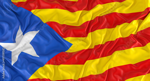 catalonia flag blowing in the wind.