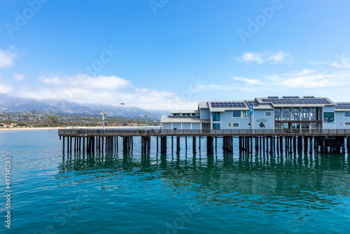 Stearn's Wharf, in Santa Barbara, California. USA. Pier was completed in 1872 and is a popular tourist destination.