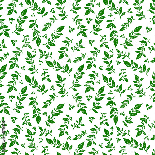 seamless green plant pattern for background, greeting card, packaging, texture, fabric pattern, wallpaper, wall decoration