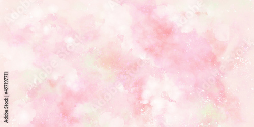 桜・いちごミルクのような抽象画 春の手描き背景テクスチャ