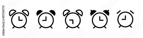 Alarm clock icon. Alarm horologe signs collection. Time alarm icon. Stock vector
