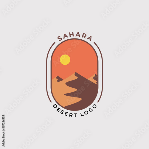 sahara desert or sand dune logo vector illustration design