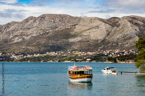 Boats in Adriatic sea near Dubrovnik. Croatia.