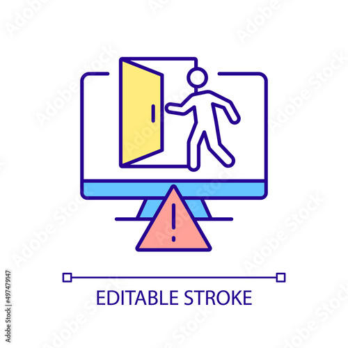 Backdoor virus RGB color icon. Malicious software and program. Computer security threat. Malware. Isolated vector illustration. Simple filled line drawing. Editable stroke. Arial font used