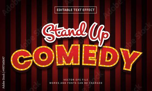 3d stand up comedy text effect. Editable retro and vintage fancy font style perfect for logotype, title and heading element.