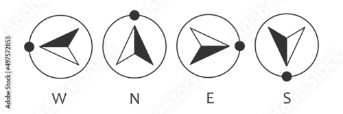 Compas icon. West, north, east, south arrow direction symbol. Sign navigation vector.