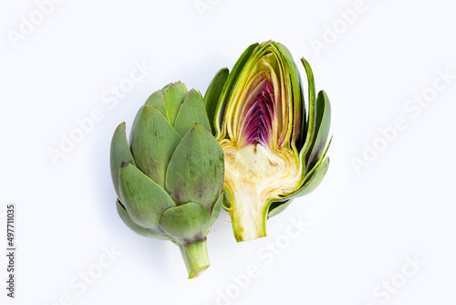 Fresh artichoke on white background