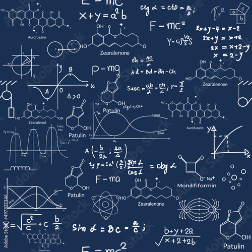 hand drawn physics formula science knowledge education chemistry and physics formula Mathematics And Physics Vector blue background hand drawn line math and physics formulas