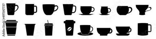 Coffee cup icon vector set. Tea cup illustration sign collection. Mocha symbol or logo.