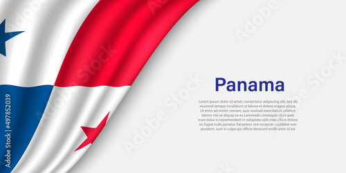 Wave flag of Panama on white background.