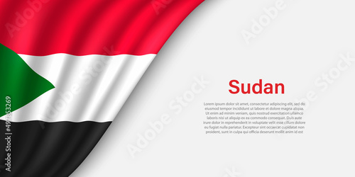 Wave flag of Sudan on white background.