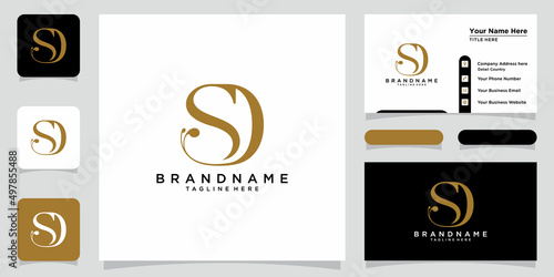SD or DS Abstract initial monogram letter alphabet logo with business card design