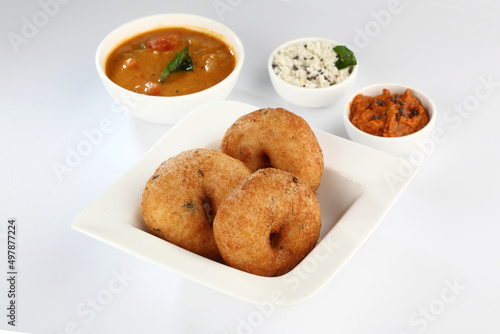 Vada / Medu vadai with sambar - Popular South Indian snack