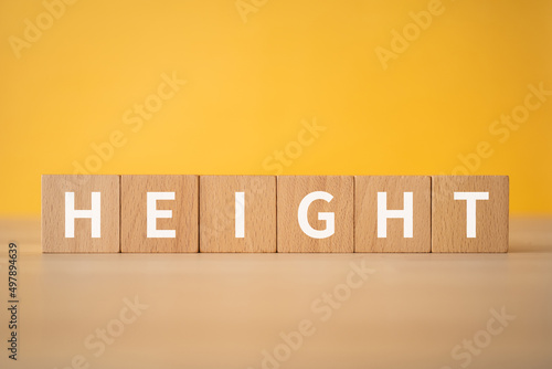 「HEIGHT」と書かれた積み木