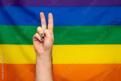 hand makes peace sign, LGTB