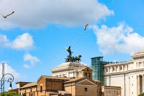 Roman chariot on top of the Altare della Patria monument in Rome, Italy