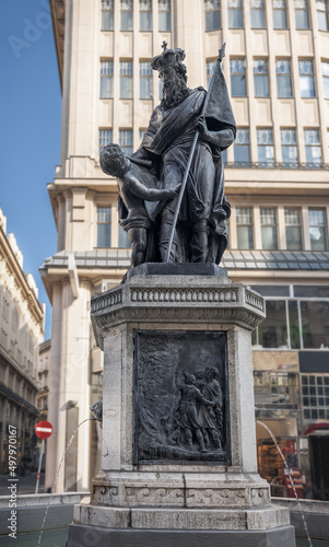 Leopold Fountain (Leopoldsbrunnen) at Graben Street - created in 1680 and replaced in 1804 by figures made by Johann Martin Fischer - Vienna, Austria