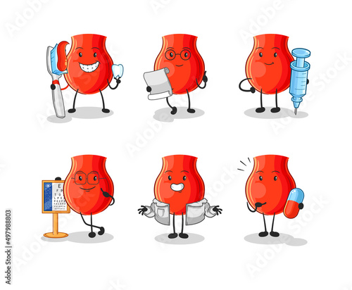uvula doctor group character. cartoon mascot vector