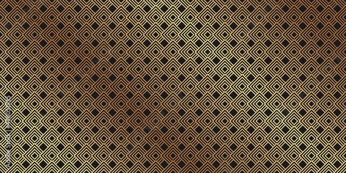 Modern geometric luxury background for banner or presentation or header card with golden squares or rhombuses on a black.