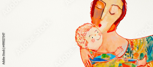Maternity. Mother's Day. Watercolor concept banner.