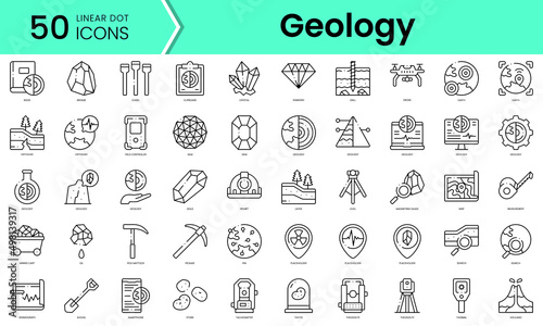 Set of geology icons. Line art style icons bundle. vector illustration