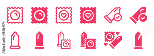 Condom icon set. Safe sex icon vector illustration.