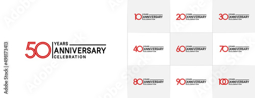 set of anniversary premium collection black and red color can be use for celebration event