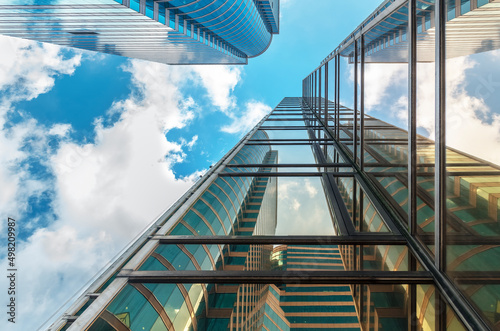 Exterior of high rise office building. Architectural abstract background