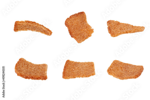 set of rye crackers isolated on white background