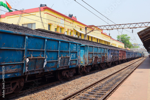 Indian railway Freight Carrier train for carrying oil and Coal on 29th April 2024, Burdwan, India