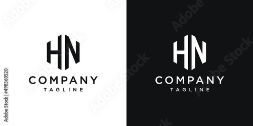 Creative Letter HN Monogram Logo Design Icon Template White and Black Background