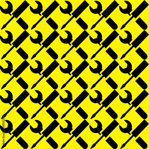 black pictograms on a yellow background