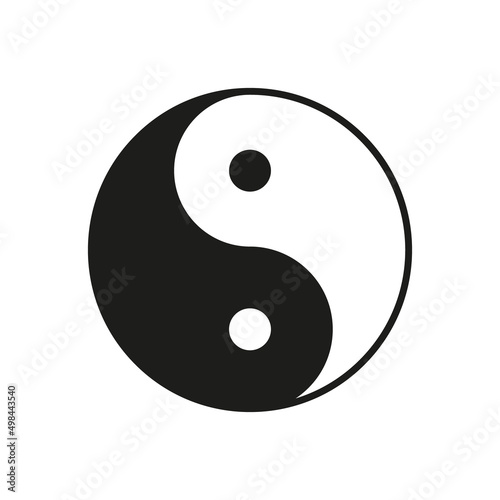 Yin yang. Ying yan icon. Yinyang symbol. Taoism sign. Harmony and balance. Logo of meditation, karma, buddhism and japan. Black-white icon isolated on white background. Vector