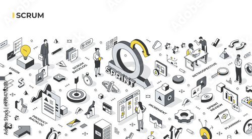 SCRUM Isometric Banner