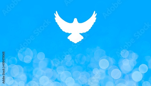 Banner astratto azzurro colomba bianca pasquale che vola