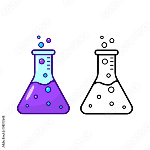 Erlenmeyer flask vector illustration with colorful and black design isolated on white background
