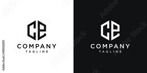 Creative Letter CE Monogram Logo Design Icon Template White and Black Background
